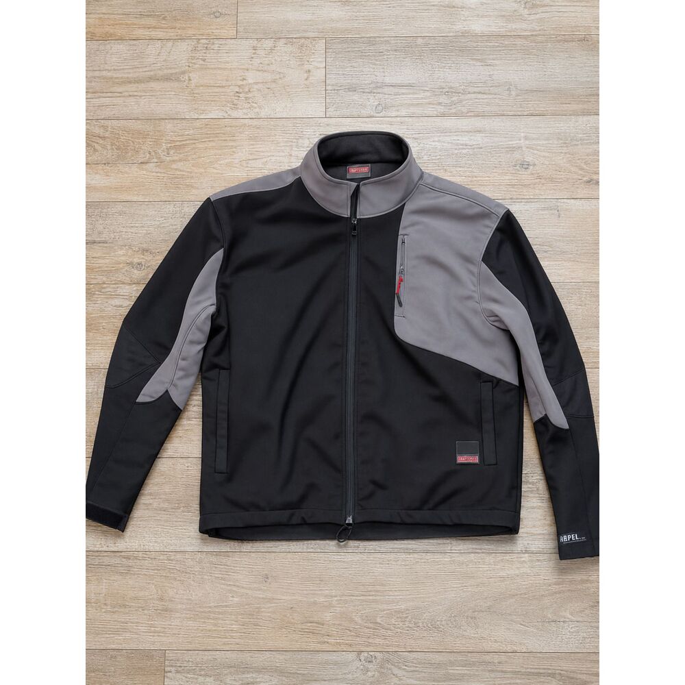 Craftsman Soft Shell Jacket XL Gray Black Fleece Lined Full Zip Work Coat